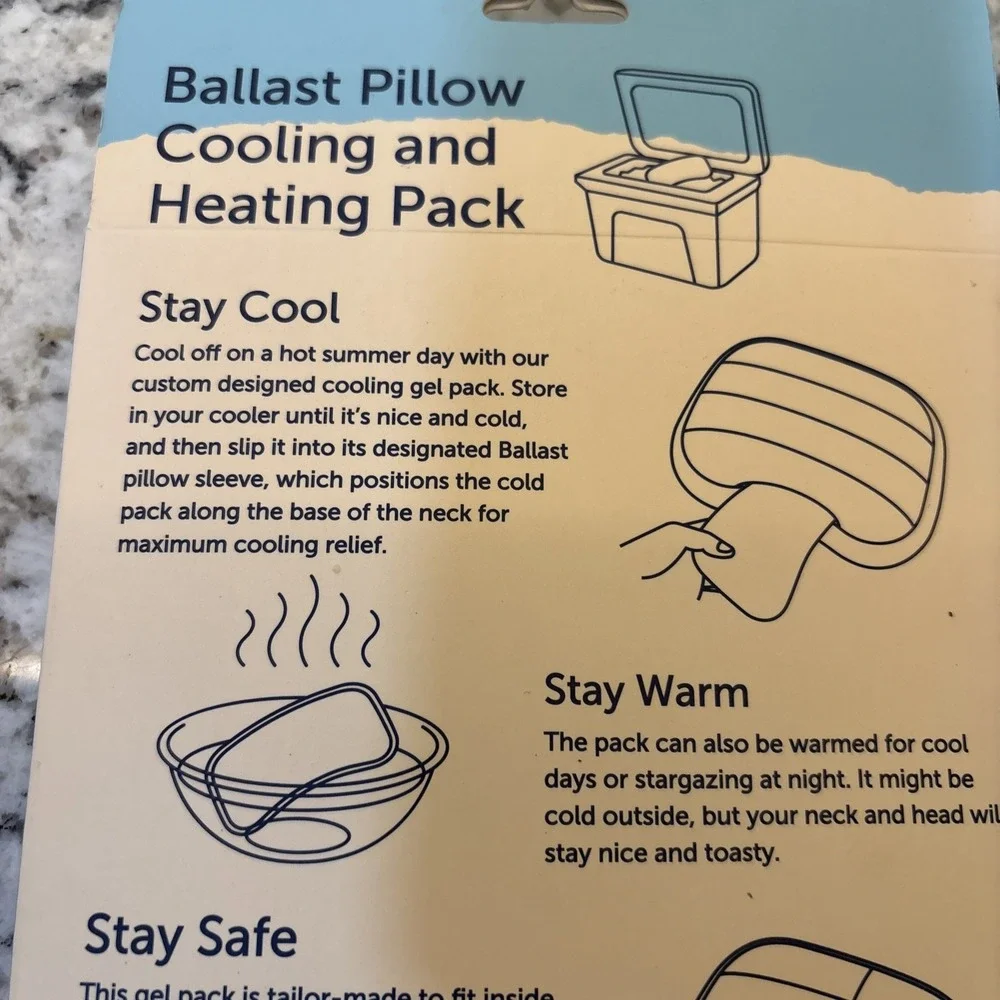 Ballast Beach Pillow + 2 Cooling Packs / Heating Packs summer camping beach‎ fun